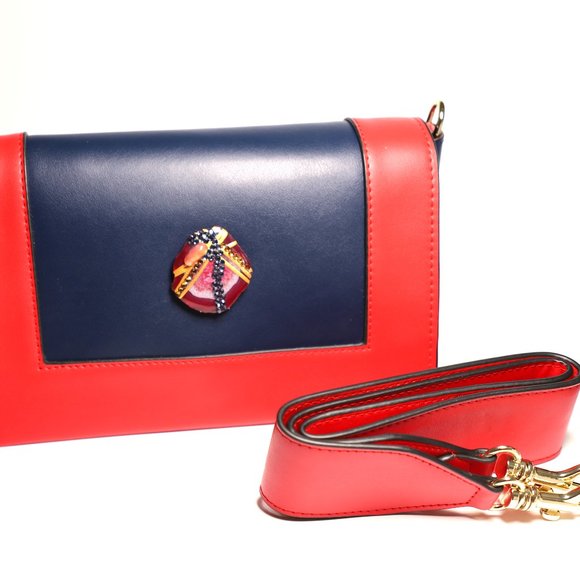 Leather Shoulder bag Genuine NEW Red and Blue Leather by Patricia Adelson - Picture 2 of 6